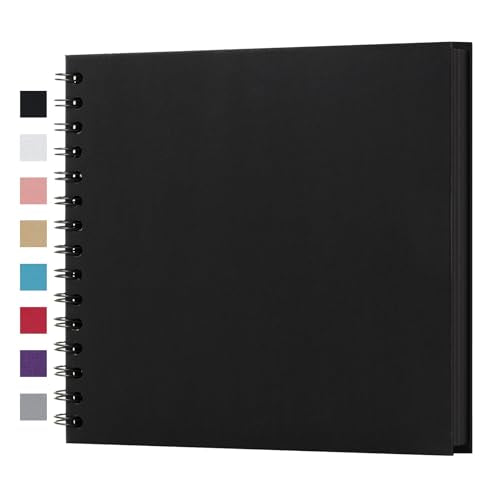 potricher 8 x 8 Inch DIY Scrapbook Album 40 Pages with Kraft Paper, Black - color: Black, size: 8 Inch 40 Pages