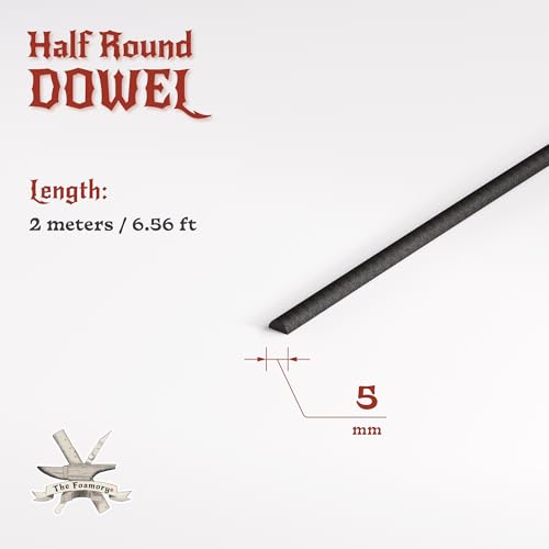 The Foamory Black EVA Foam Dowel - Half Round 5mm x 2M Length Craft Stick - color: 1 Pack: 2M Length - 05mm Thickness, style: Black - Half Round Dowel