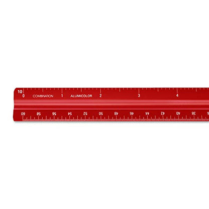 Alumicolor Aluminum Combination Solid Drafting Scale, 12IN, Red - color: Red, size: 12 Inch, style: Combination