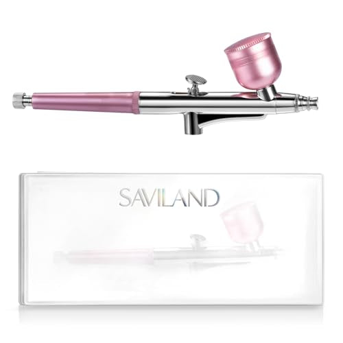 SAVILAND Advanced Airbrush Gun: Zero Downtime Flawless Design Airbrush Kit Portable Airbrush Accessories 0.3mm Needles Nail AirBrush Machine for Painting Cake Decorating Barber Model Makeup Nail Art - color: Red