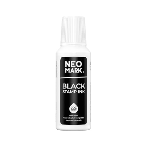 Stamp Ink, Quick-Drying Refill for Self-Inking Stamps, Black 2oz | AP-Certified, Water-Based Ink, Smudge-Resistant, Clear Impressions, Precision Refill Tip, for Date Stamps & Stamp Pads - color: Black, size: 2 fl oz