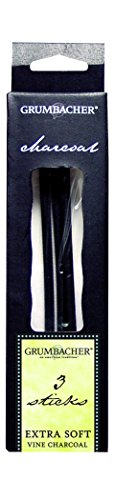 Grumbacher Vine Charcoal, Extra Soft, Black, 3 Pack (V40) - color: Black, size: 3-Pack, style: Extra Soft
