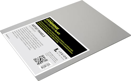 Legion Artist Panel, 1/8" Composite Brushed Aluminum with Stonehenge Aqua Coldpress Black, 100% Cotton, 140lb Paper, 16 x x20 inches for Wet Media - size: 16 x 20