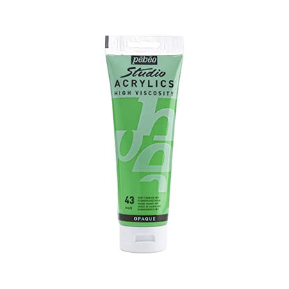 PEBEO Studio Acrylics High Viscosity, Fine Acrylic, 250 ml - Cadmium Green Hue (169-043) - color: Cadmium Green Hue, size: 8.45 Fl Oz (Pack of 1)