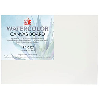 FREDRIX Artist Series Primed Watercolor Archival Canvas Board, 9" x 12" - size: 9" x 12"