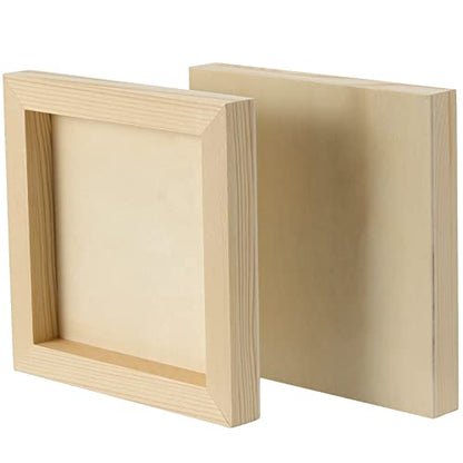 ZOENHOU 10 PCS 8 x 8 Inch Wood Canvas Boards, Unfinished Square Wood Canvas, Cradled Wood Panels for Painting, Pouring Art, Crafts
