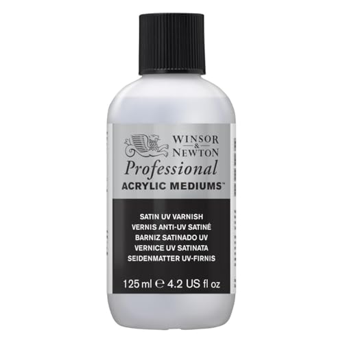 Winsor & Newton Professional Acrylic Medium, Satin UV Varnish, 125ml | Provides a removable satin protective coating that helps protect acrylic paintings from UV exposure and surface contaminants. - color: Satin Uv Varnish, style: 125ml (4.2-oz)