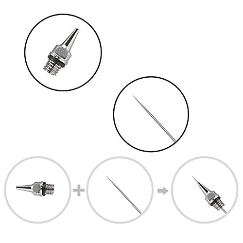 Dual-Action Airbrush Kit 0.3mm Air Brush Gun with Extra 0.2mm & 0.5mm Nozzles Needle Air Caps and Quick Release Disconnect Coupler - size: 0.2mm/0.3mm/0.5mm