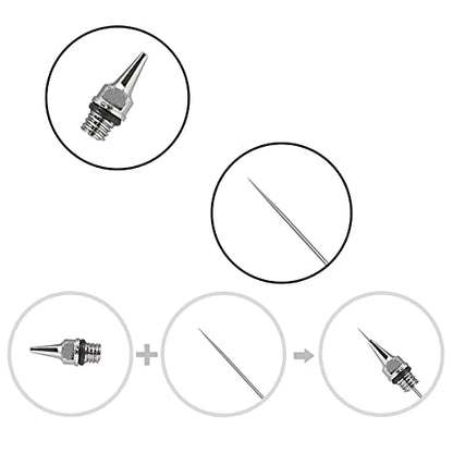 Dual-Action Airbrush Kit 0.3mm Air Brush Gun with Extra 0.2mm & 0.5mm Nozzles Needle Air Caps and Quick Release Disconnect Coupler - size: 0.2mm/0.3mm/0.5mm