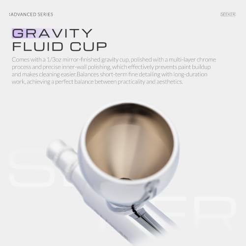 Gaahleri Airbrush Seeker, Dual-Action Gravity Feed with 6-Channel Quick-Release Nozzle, 0.3 & 0.5mm Dual Needle/Nozzle Set, 1/3oz Cup & Ergonomic Calm Island for Model Building Model Painting Art