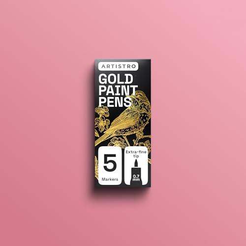 ARTISTRO Gold Paint Pens - Extra-Fine Tips - Set of 5 - color: Gold