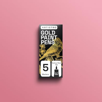 ARTISTRO Gold Paint Pens - Extra-Fine Tips - Set of 5 - color: Gold