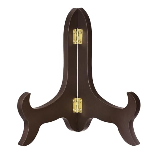 uxcell 6" Easel Plate Holder, Wooden Folding Display Stand Brown for Decorative Picture Frame - color: Brown, size: 6"