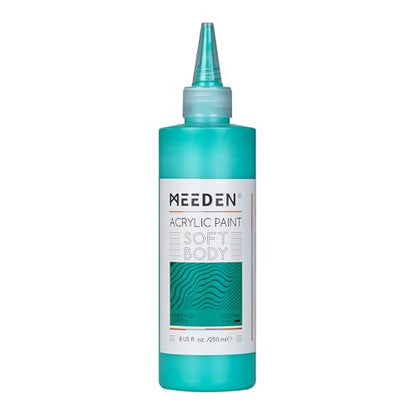 MEEDEN Soft Body Acrylic Paint: Emerald Green Matte Finish 250ml/8.45oz | Bulk Acrylic Colors in Ergonomic Bottle - Fluid Flow Art Paints for Artists Canvas Painting - color: Emerald Green