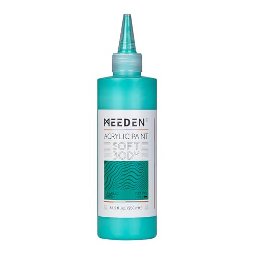 MEEDEN Soft Body Acrylic Paint: Emerald Green Matte Finish 250ml/8.45oz | Bulk Acrylic Colors in Ergonomic Bottle - Fluid Flow Art Paints for Artists Canvas Painting - color: Emerald Green