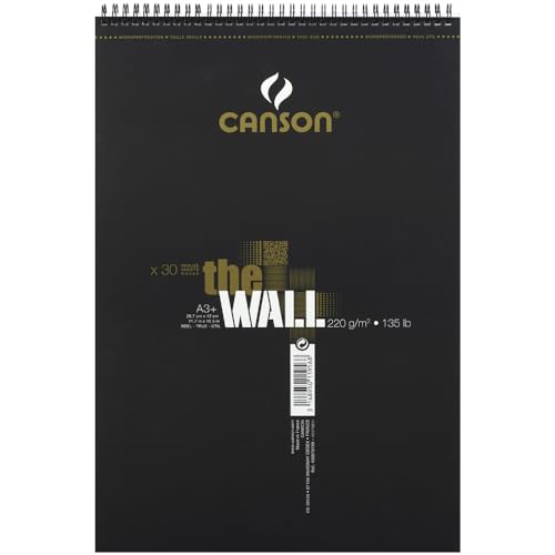 CANSON The Wall Marker 200gsm A3 Paper, Extra Smooth, Spiral Pad Short Side, 30 White Sheets, Ideal for Professional Artists & Illustrators - size: A3