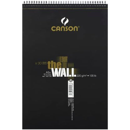 CANSON The Wall Marker 200gsm A3 Paper, Extra Smooth, Spiral Pad Short Side, 30 White Sheets, Ideal for Professional Artists & Illustrators - size: A3