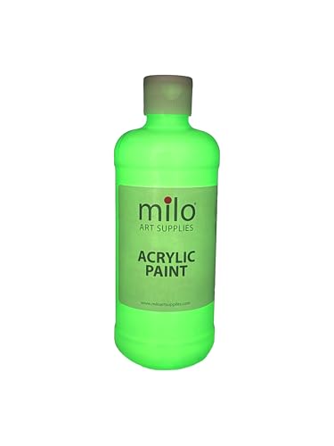 milo Glow in the Dark Acrylic Paint, Clear Phosphorescent Glow, 16oz Bottle | Glows UV in Black Light, Easy Light Glow Activated, Made in the USA, Safe & Non-Toxic, Painting in the Dark, Quart - style: Glow in the Dark 16 oz