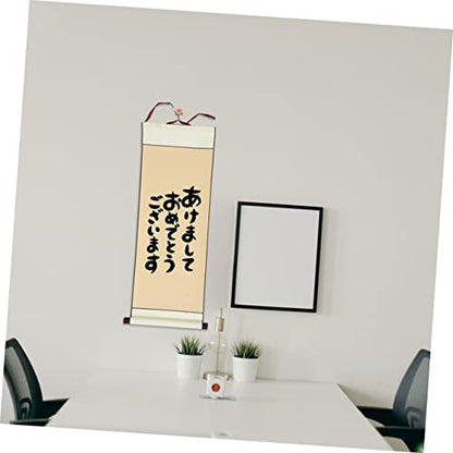 EXCEART Blank Hanging Scroll Paper 3 Pcs Chinese Calligraphy Art Scrolls with Wooden Rods Thick Painting Paper Roll for Writing Drawing Home Display 31.88 X 11.81 in - color: Light Yellow