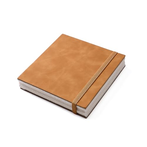 tumuarta Deckle Edge Paper Sketchbook, 92 LB, 150 GSM, 80 Sheets Mixed Media Paper, Acid Free, Handmade Journal Hardbound Sketch Book for Pencil, Ink, Markers, Acrylic and More (6" X 6") - size: 6" X 6"