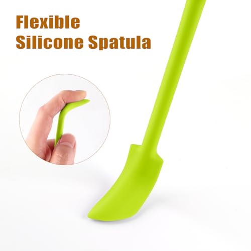 Silicone Spatula Set 6Pcs, Mini Jar Scraper for Makeup & Food | Mini spatulas reach every last drop in jars and bottles, reducing waste for food, cosmetics and personal care products. - color: Green