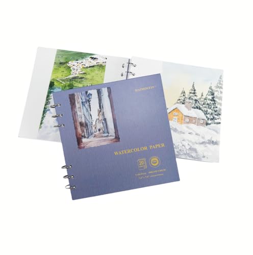 MAIMOUFIN Square Spiral Watercolor Sketchbook, 100% Cotton,Cold Press