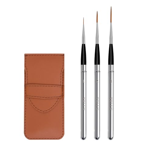 3pcs Elegant Watercolor Brushes - Travel Kit with Leather Pouch Perfect for Watercolor Gouache Ink Painting，Long Lines, Thin Details, Fine Drawing Sizes - size: 2