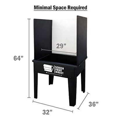 Screen Print Direct® Screen Printing Washout Booth - w/LED Light | Compact Vertical Design, 32 By 24 By 64 Inches - Chemical Resistant, Recycled Polyethylene, Easy Assembly - LED Light - size: Washout Booth with LED