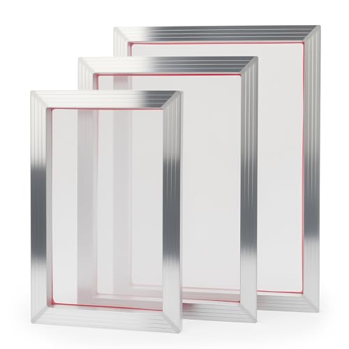 3 Pack Aluminum Silk Screen Printing Frames with 160 Mesh for Screen Printing, 10 x 14 Inch, 8 x 12 Inch, 6 x 10 Inch, Essential for T-Shirts DIY Printing