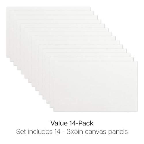 KINGART White Canvas Panel Set – Rectangle, 3x5 Inch, 14-Pack – 100% Cotton, Pre-Primed Gesso Artist Boards for Acrylic, Oil, Sketching, & Mixed Media Painting - color: White, size: 3" x 5"