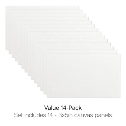 KINGART White Canvas Panel Set – Rectangle, 3x5 Inch, 14-Pack – 100% Cotton, Pre-Primed Gesso Artist Boards for Acrylic, Oil, Sketching, & Mixed Media Painting - color: White, size: 3" x 5"