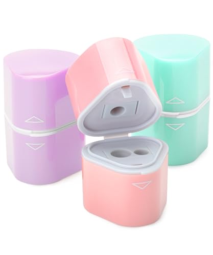 Mr. Pen- Pencil Sharpeners Manual, 3 Pack, 3 Holes, Colorful | Handheld Pencil Sharpener, Large Waste Box, Compatible with Standard and Jumbo Pencils, Stainless Steel Blade for Kids - color: Pink, Purple, Blue, size: 3 Pack