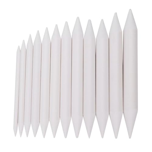 Anu Limen 12Pcs Rice Paper Blending Stumps for Drawing, Soft Sketch Smudging Sticks, White Paper Art Blenders for Shading and Detail Work
