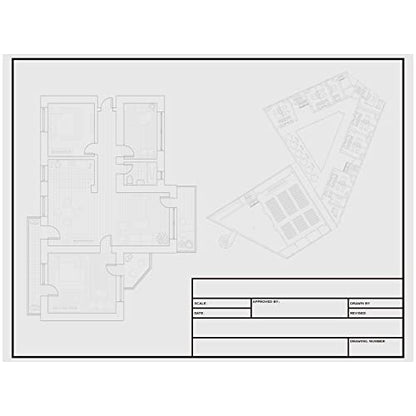 Geyee 10 Sheets Architectural Vellum Paper 18" x 24" Drafting Vellum Tracing White Translucent Drafting Paper Rag with Border and Title Block for Drawing Sketching Architecture Building