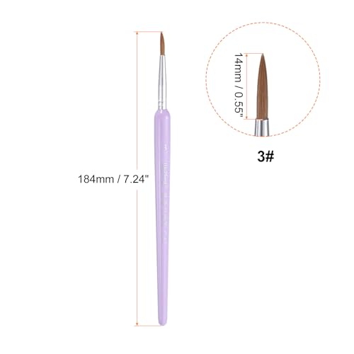 HARFINGTON 3pcs Detail Paint Brushes 14mm Pointed Tip Nylon Hair Miniature Painting Brush for Watercolor Oil Acrylic Painting(3#), Purple - color: Purple, size: 3# 14mm