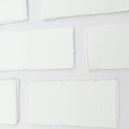 Handmade 200 GSM Cotton Rag Deckle Edge Paper – Pack of 25 Sheets – Premium Textured Wedding Invitation, Calligraphy, Watercolor Mixed Media (4x9" (Menu Card)) - size: 4x9" (Menu Card)