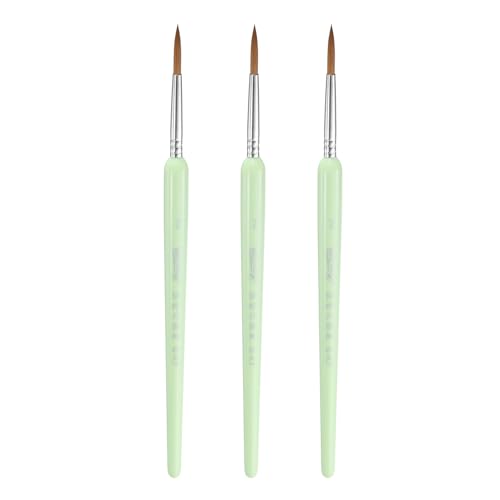 HARFINGTON 3pcs Detail Paint Brushes 24mm Pointed Tip Nylon Hair Miniature Painting Brush for Watercolor Oil Acrylic Painting(7#), Green - color: Green, size: 7# 24mm