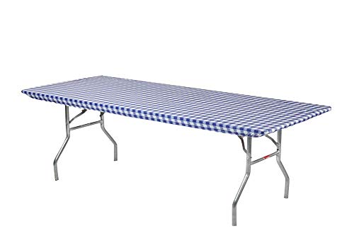 6' Rectangle Plastic Table Covers 30" x 72", Bundle of 5 (Blue Gingham) - color: Blue Gingham
