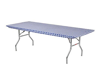 6' Rectangle Plastic Table Covers 30" x 72", Bundle of 5 (Red & Blue Gingham) - color: Red & Blue Gingham