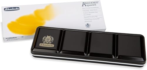 Schmincke - AKADEMIE®AQUARELL watercolor box, basic assortment 12 x 1/2 pans + space for additional 12 pans, 75 412 097, metal box, fine artists' watercolors - size: 12 x 1/2 pans