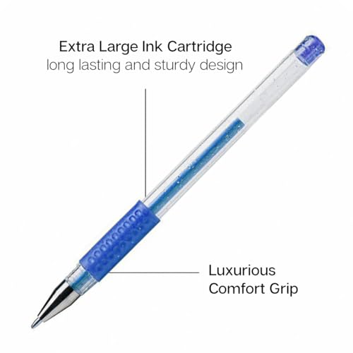KINGART 400-30 Comfort Grip Gel Pens, Set of 30 Unique Glitter Colors - color: Glitter