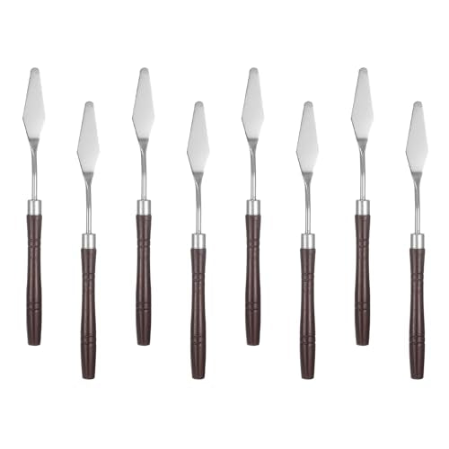 HARFINGTON 8pcs Palette Knife Painting Tool 7.09" Pointed Stainless Steel Blade Plastic Handle Spatula Painting Pallet Knife for Oil Acrylic Canvas, Red - size: 7.09"