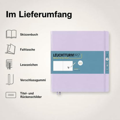 Leuchtturm1917 - Square Hardcover Sketchbook (Lilac) - 112 Pages of 150g/m² Paper - color: Lilac, size: Square