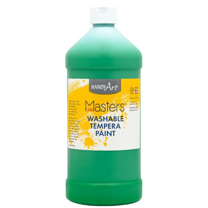 Handy Art Little Masters Washable Tempera Paint, Green, 32 oz Bottle - color: Green, size: 32 Fl Oz (Pack of 1)
