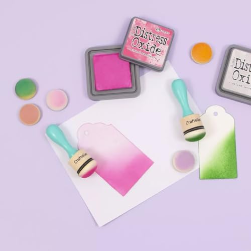 Craftelier - Kit of 2 Ink and Paints Bleding Tools with Base of 30 mm Diameter + Stackable Plastic Containers for Storing Foam Pads | Ideal for Applying Inks in Your Crafts - size: Ink Mixing Blending Tools + Stackable Containers