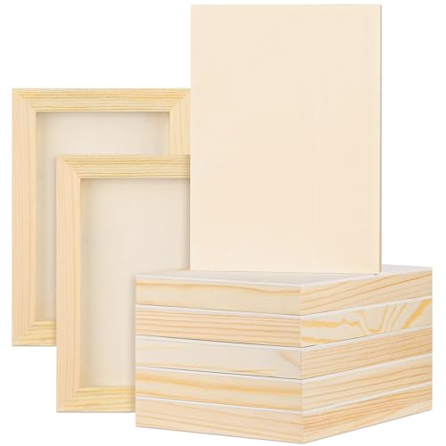 Aodaer 8 Pack Wood Panels 5 x 7 Inch Wooden Panels Canvas Unfinished Craft Wood Boards Panels for Art Crafts Acrylic and Oil Painting Pouring DIY Projects - size: 5 x 7 Inch