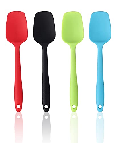 Silicone Spatula Set, Rubber Spoon Spatula for Baking, Heat Resistant Cooking Utensil, Flexible Silicone Spoon Baking Mixing Tool Cooking Gadget (4-Piece) - size: 8.2 in x 1.8 in x 4 Pcs