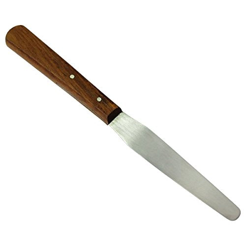 HTS 316V8 8.5" Tapered Wood Handle Stainless Steel Palette Knife - overall length 8.5" - size: 316V8 8.5" Tapered