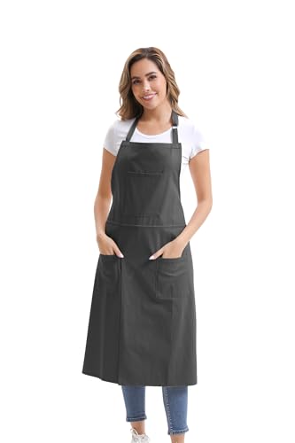 Nanxson Pottery Apron Split Leg with 3 Pockets & Adjustable Buckle | cotton material,Long apron,adjustable waist tie,for Pottery Ceramic Wheel DIY Art Garden - color: Black