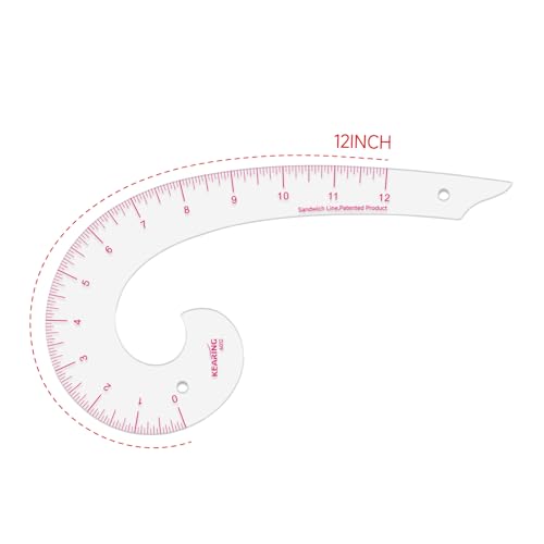 KEARING 12" Comma French Curve Ruler - Clear Plastic Sewing Pattern Making - style: 6012(12")